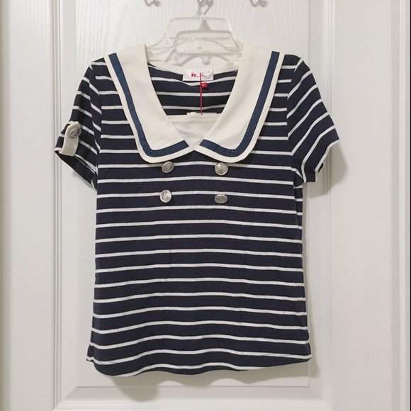 Mock 2-layer sailor suit top - Picture 1 of 3